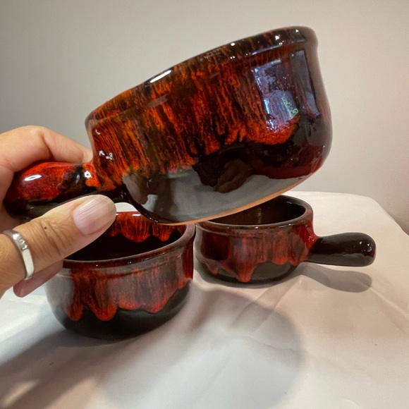 3 Mid Century Evangeline Pottery French Onion Soup Bowls - Picture 3 of 6